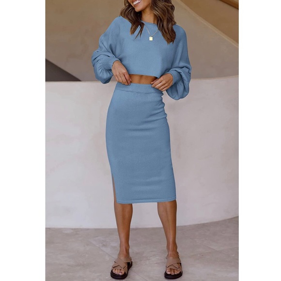 2-Piece Knit Midi Skirt+Sweater Set - Picture 5 of 7